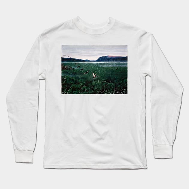 Theodor Kittelsen The Twelve Wild Ducks Long Sleeve T-Shirt by pdpress